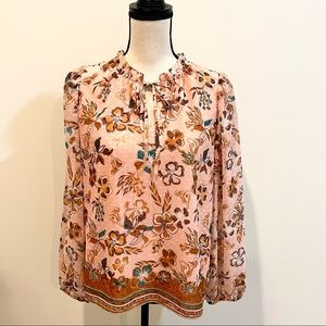 NWT Joie Hibiscus Floral Split Neck Blouse